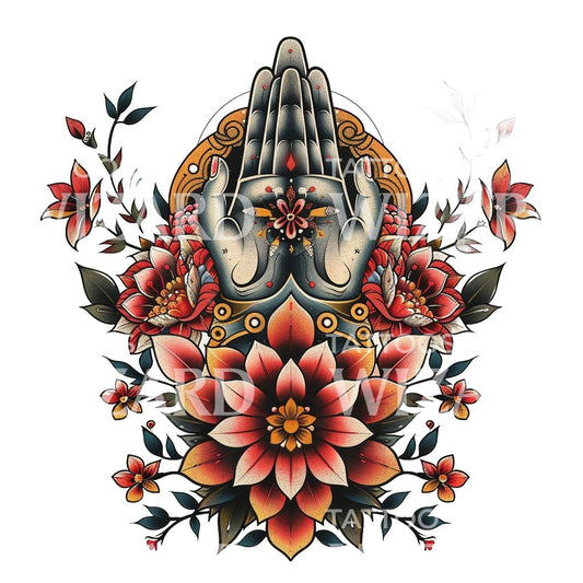 Spiritual Hands in Prayer Tattoo Design