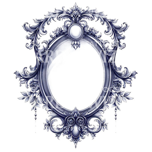 Delicate Baroque Mirror Tattoo Design
