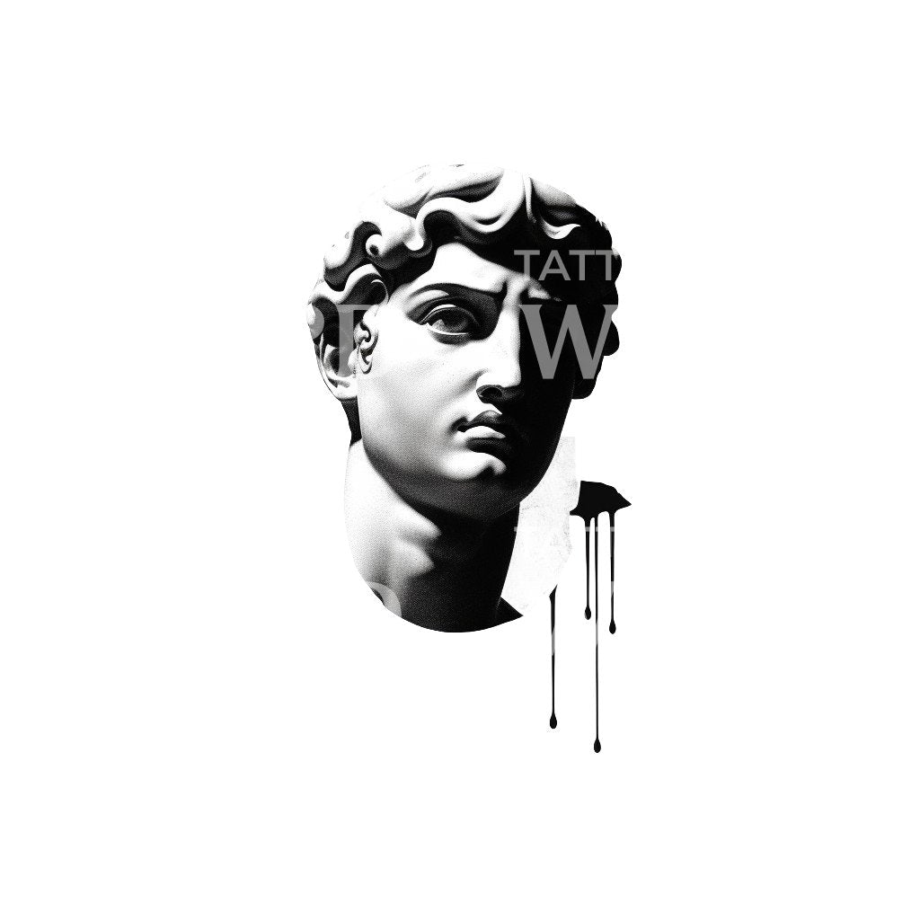 Statue de buste grec, conception de tatouage de style contemporain