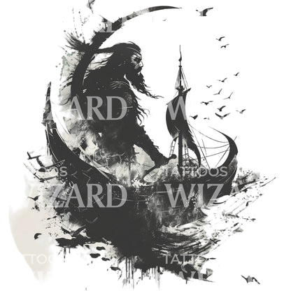 Vinland Warrior in the Storm Tattoo Design