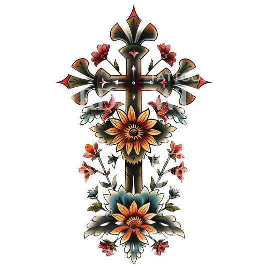 Memorial Cross Tattoo Design