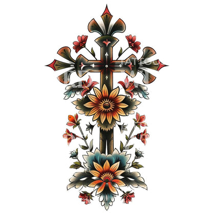 Memorial Cross Tattoo Design
