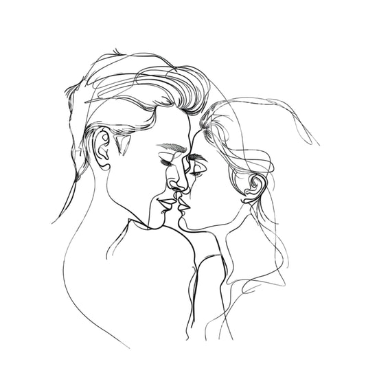 Couple Kissing Outline Tattoo Design