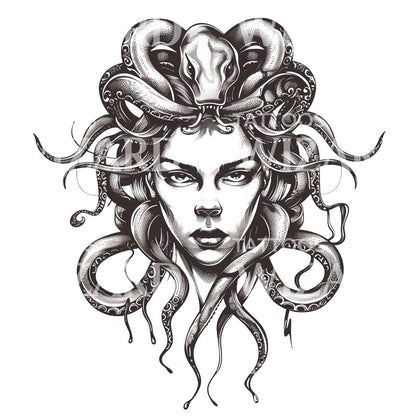 Mythical Medusa Portrait Tattoo Design