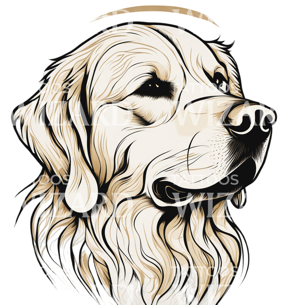 Golden Retriever Dog Head Tattoo Design
