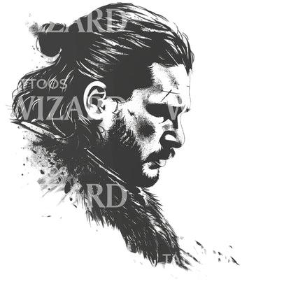 Minimalist Jon Snow Portrait Tattoo Design
