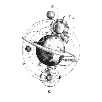 Planetary Astrolabe Tattoo Design