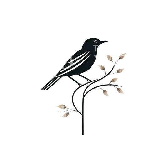 Conception de tatouage d'oiseau minimaliste sur une branche