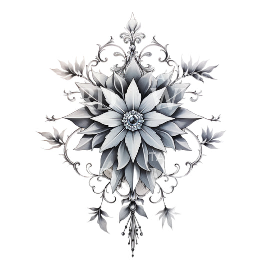 Ornamental Winter Flower Tattoo Design