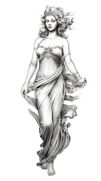 Black and Grey Greek Goddess Design