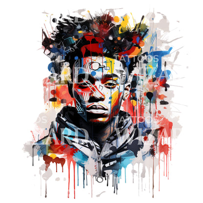 Street Art Basquiat Portrait Tattoo Design