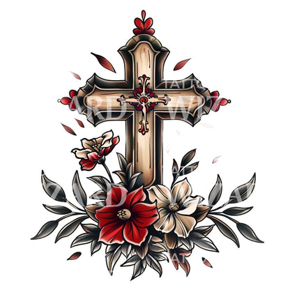 Memorial Cross Tattoo Design