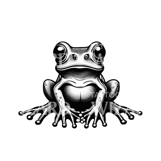 conception de tatouage de grenouille assise