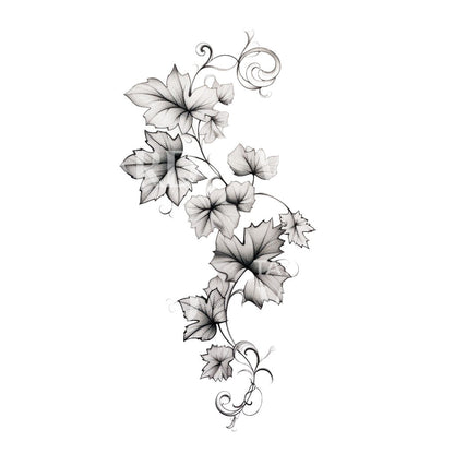 Black and Grey Ivy Tattoo Design