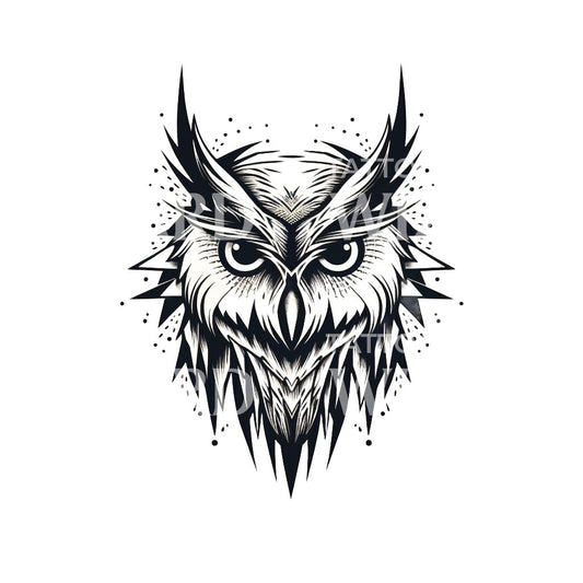Blackwork Owl Tattoo Design