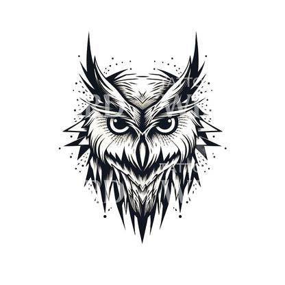 Blackwork Owl Tattoo Design