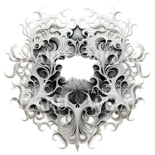 Psychedelic Abstract Fractals Black and Grey Tattoo Design