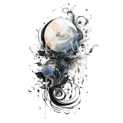 Fantasy World Composition Tattoo Design