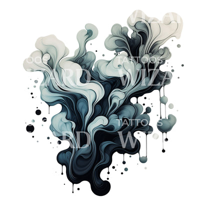 Ink Stains Flowing Abstract Tattoo Design
