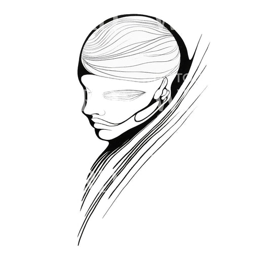 Contemporary Lines Portrait Tattoo Design