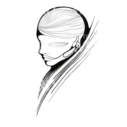 Contemporary Lines Portrait Tattoo Design