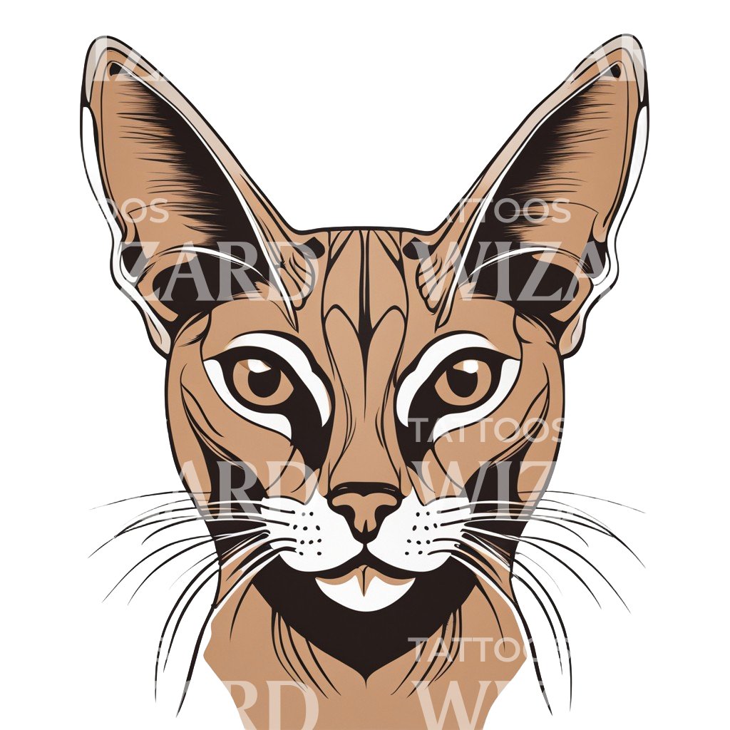 Abyssinian Cat Head minimal Tattoo Design