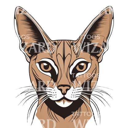 Abyssinian Cat Head minimal Tattoo Design