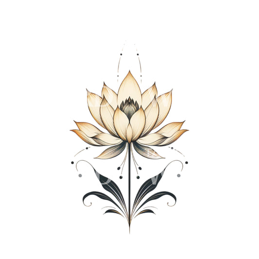 Vintage Lotus Flower Tattoo Design