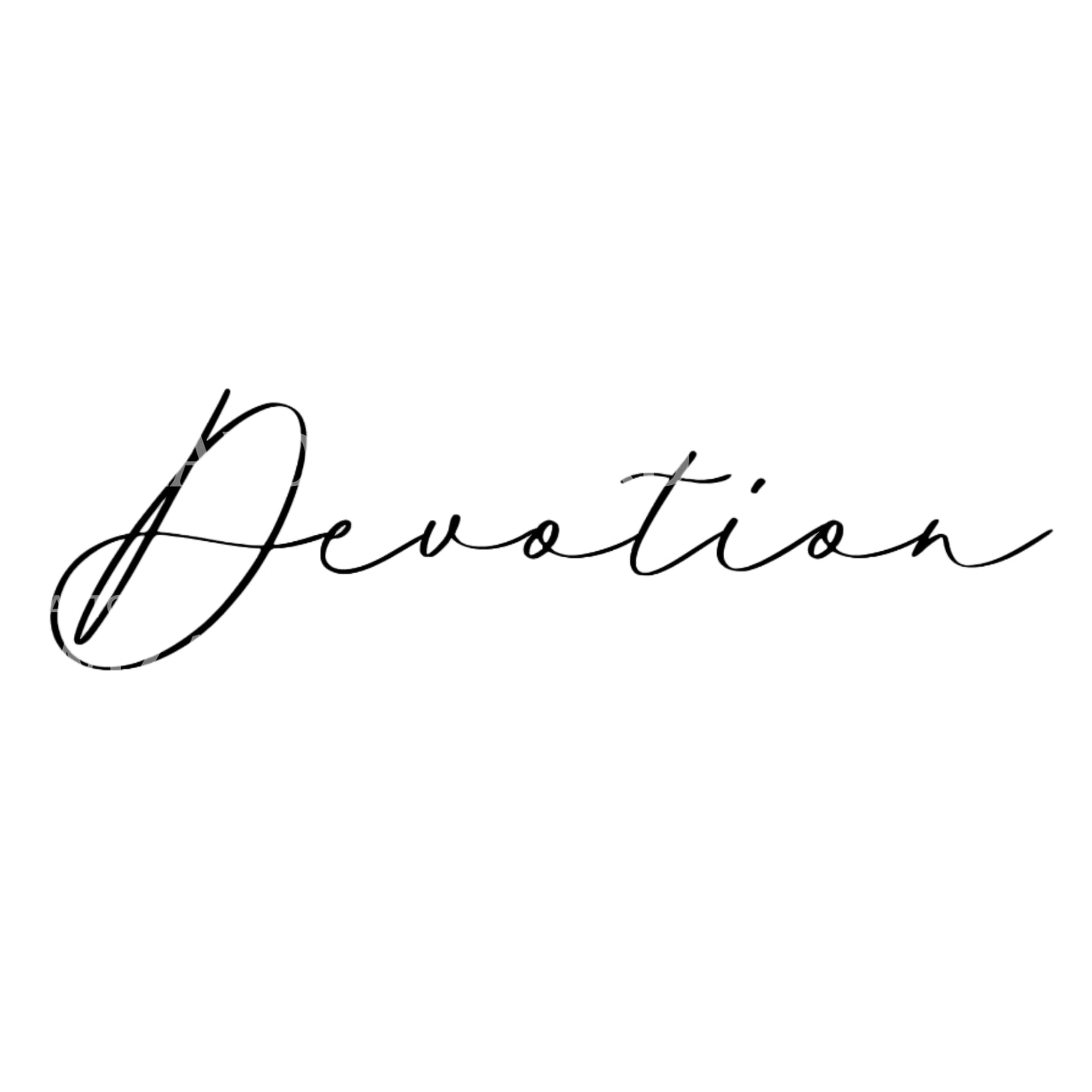Tattoo-Design mit Zitat „Devotion“ in Fineline-Optik