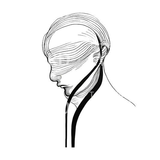 Minimalist Lines Portrait Tattoo Design