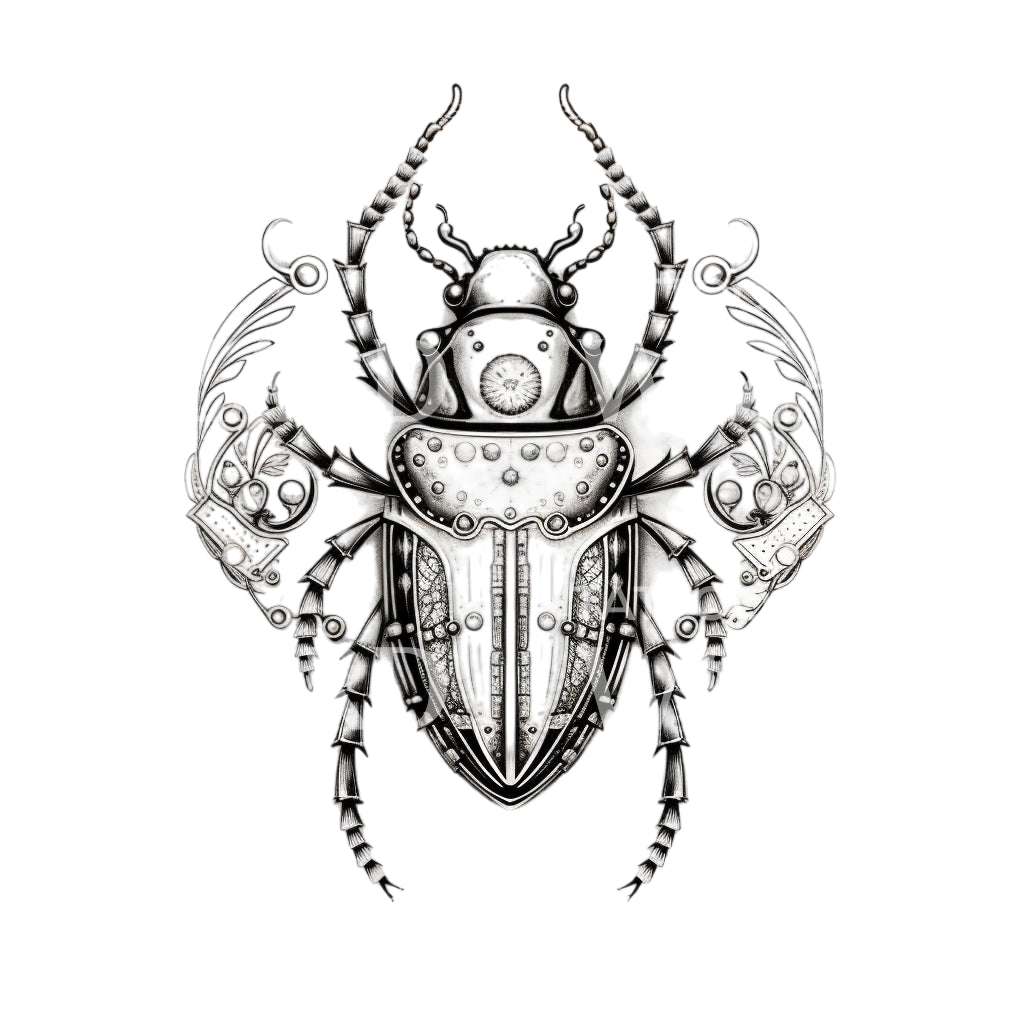 Conception de tatouage de coléoptère ornemental