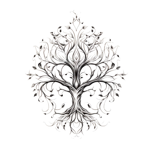 Fineline-Baum des Lebens Tattoo-Design