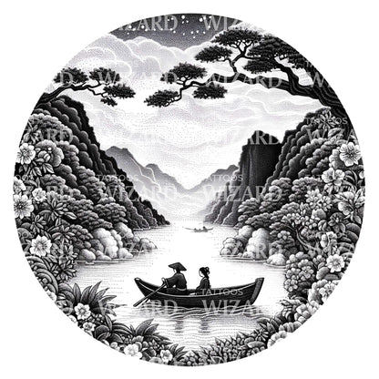Sailing Scenery Tattoo Design