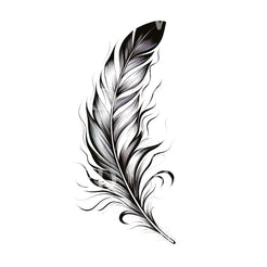 Black and Grey Feather Tattoo Design – Tattoos Wizard Designs