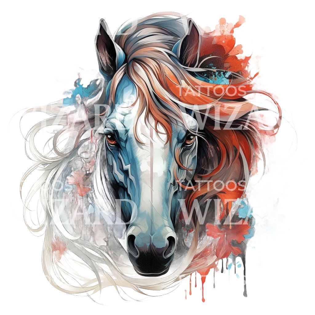 Intense Horse Head Tattoo Design