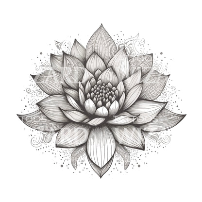 Ornamental Lotus Flower Tattoo Design
