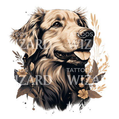 Golden Retriever Portrait Tattoo Design