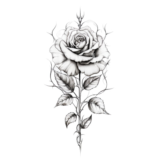 Black and Grey Rose Tattoo Design
