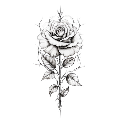 Black and Grey Rose Tattoo Design