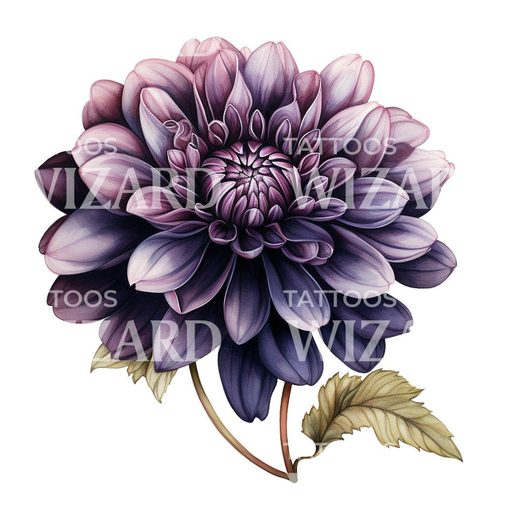 Botanical Black Dahlia Tattoo Design