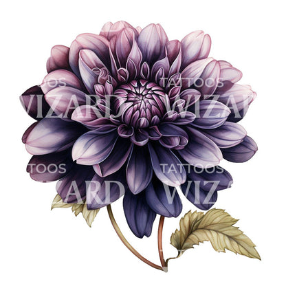 Botanical Black Dahlia Tattoo Design