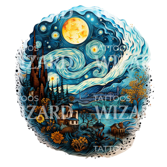 Van Gogh Starry Night Tattoo Design