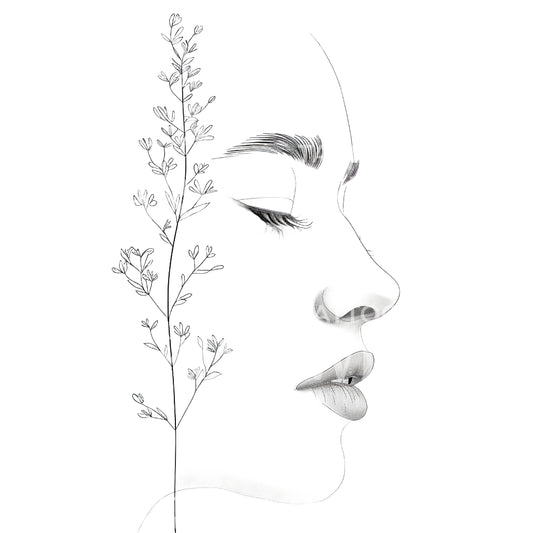 Graceful Woman with Wildflower Tattoo Design