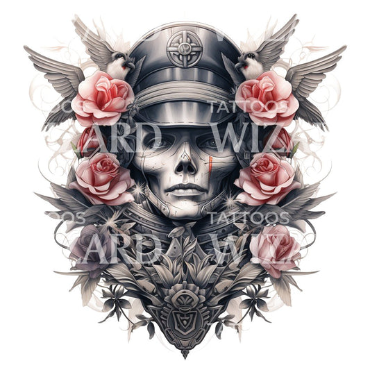 Neotraditionelles Kriegs-Militär-Kompositions-Tattoo-Design