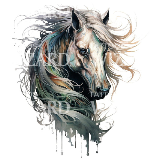 Peinture conception de tatouage de tête de cheval