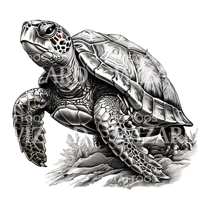 Stranded Turtle Tattoo Design