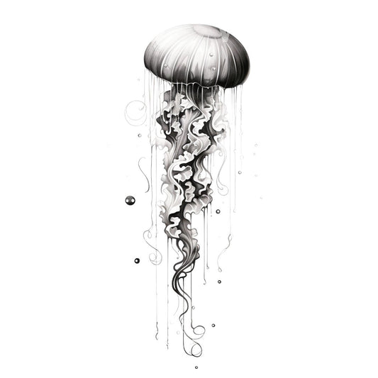 Black and Grey Jellyfish Tattoo Design