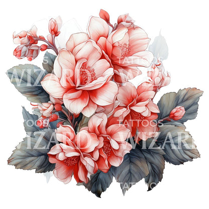 Begonia Flower Tattoo Design