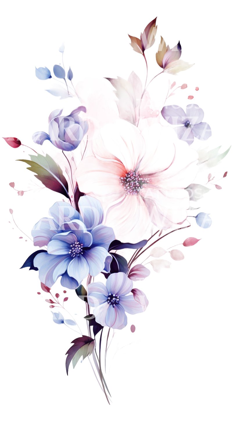 Conception de tatouage de composition de fleurs à demi-manches