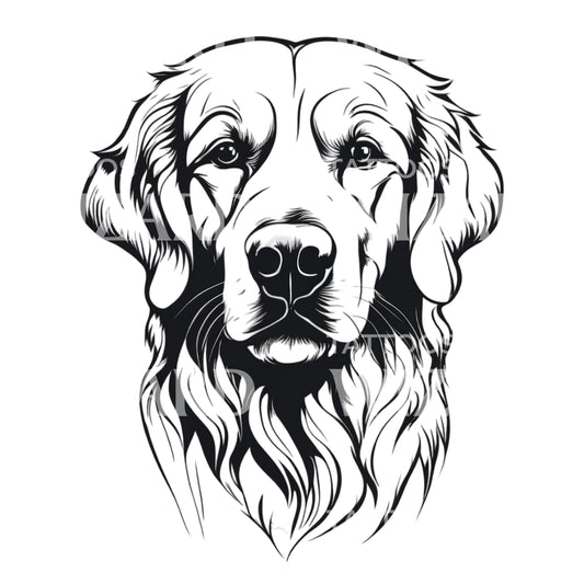 Golden Retriever Dog Head Tattoo Design